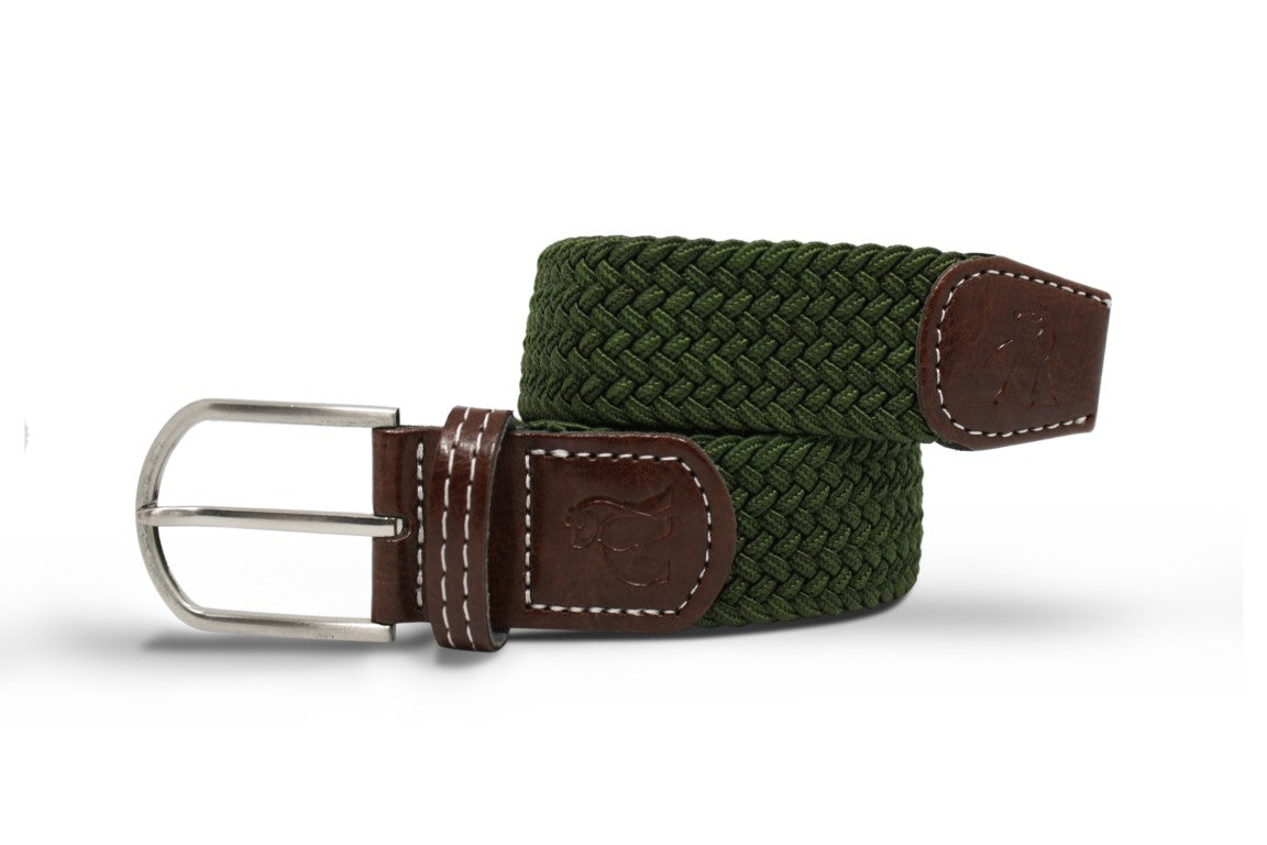 Khaki green recycled woven belt