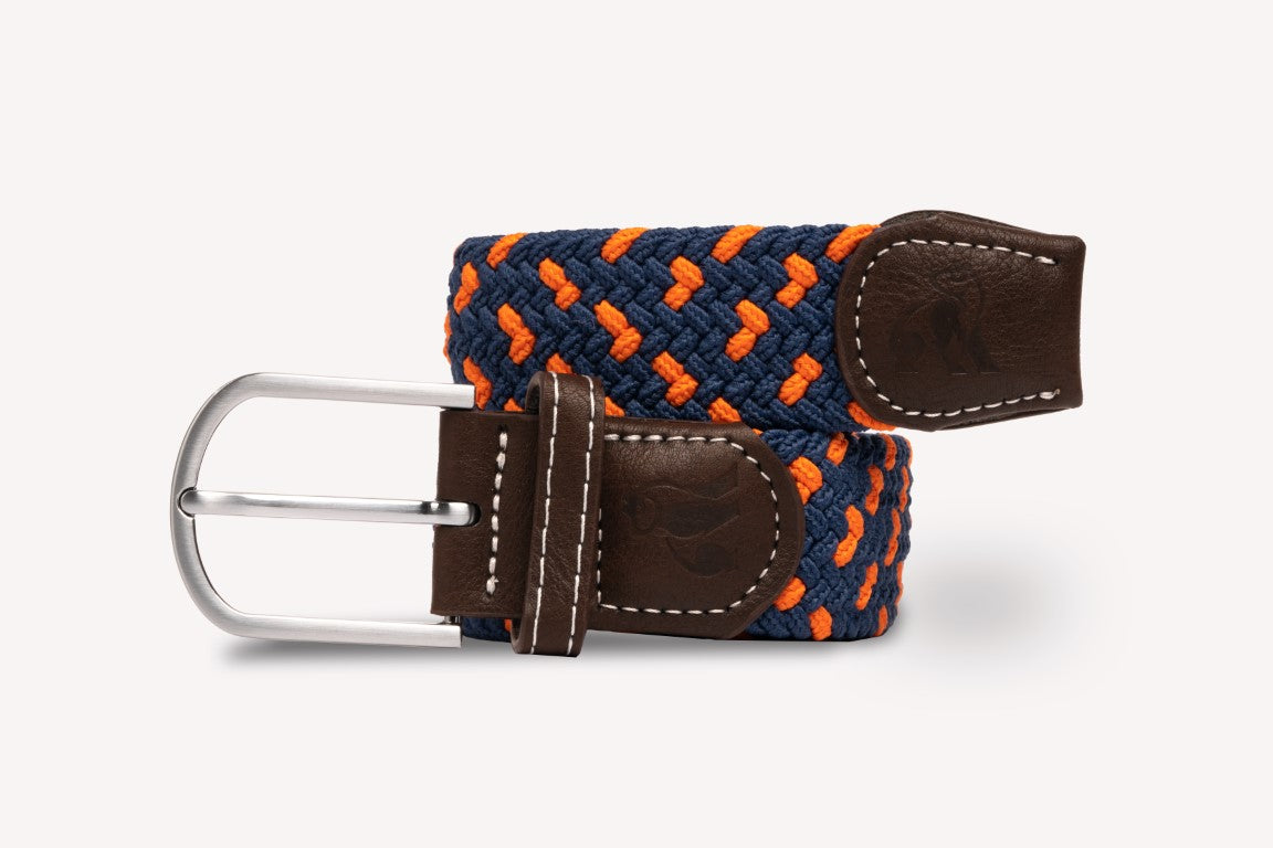 Navy and orange recycled woven belt